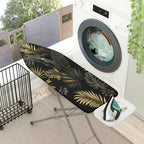 1-Piece Tropical Leaves Black Gold  Ironing Board Cover, Universal Size, Without Board