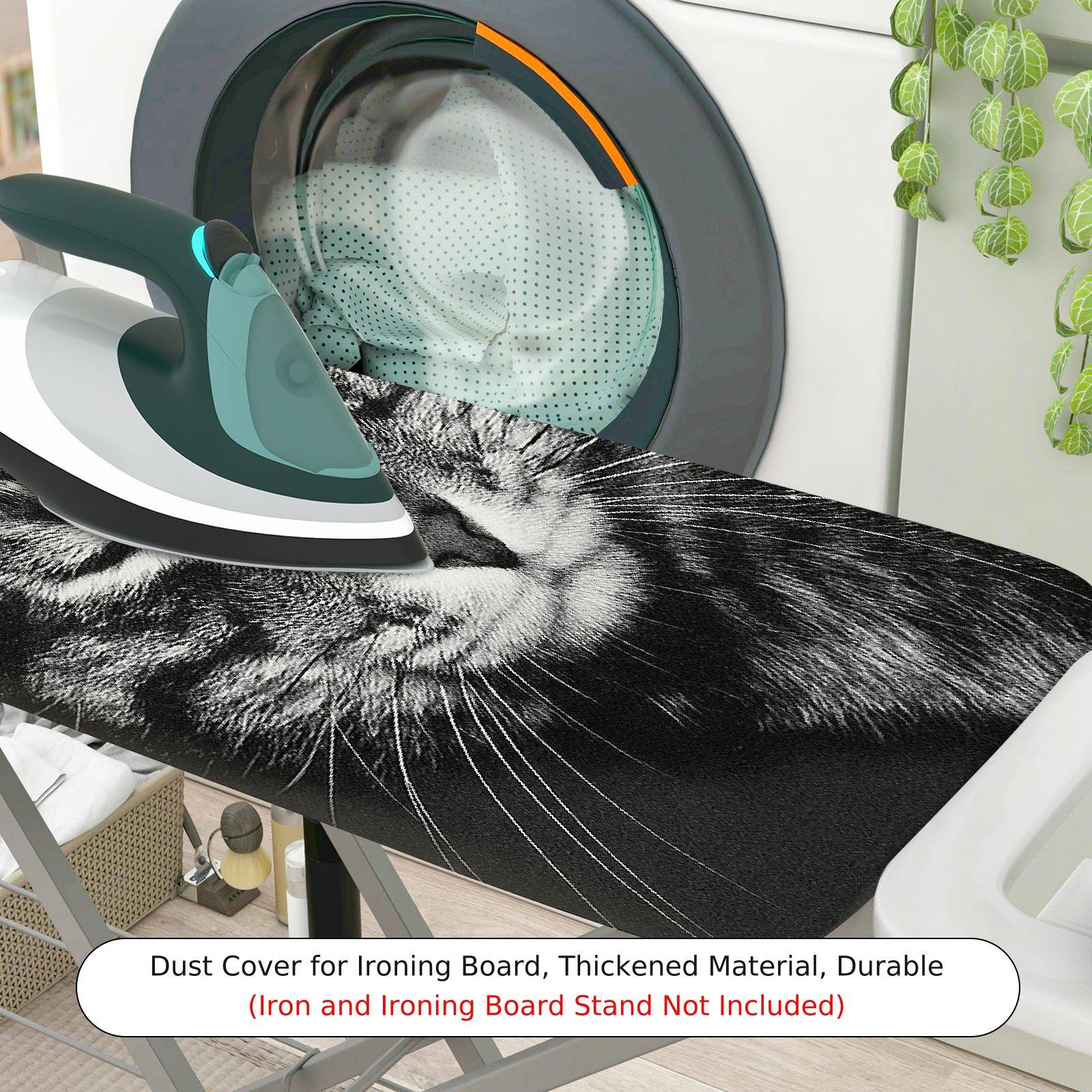 1-Piece Cat Print Black White  Ironing Board Cover, Universal Size, Without Board