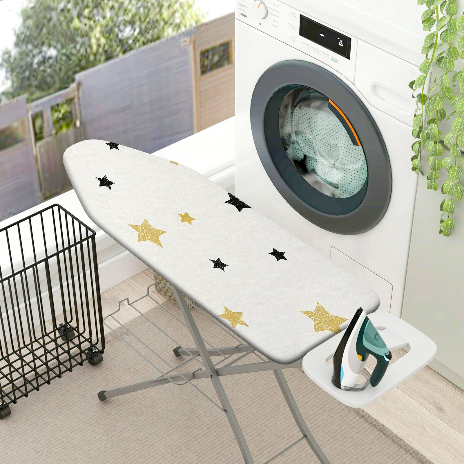 1-Piece Star Black Gold  Ironing Board Cover, Universal Size, Without Board