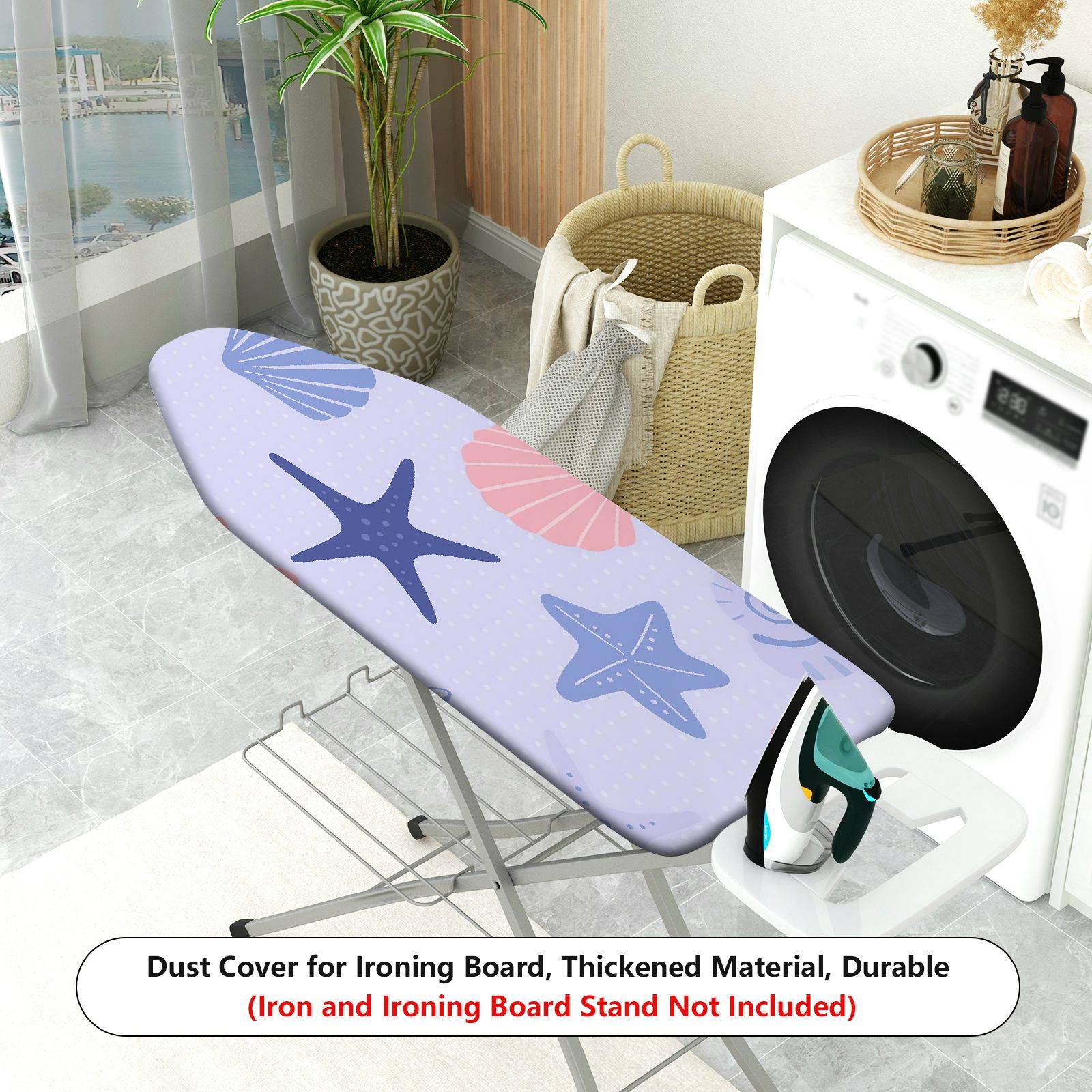 1-Piece Starfish Shell Nautical  Ironing Board Cover, Universal Size, Without Board