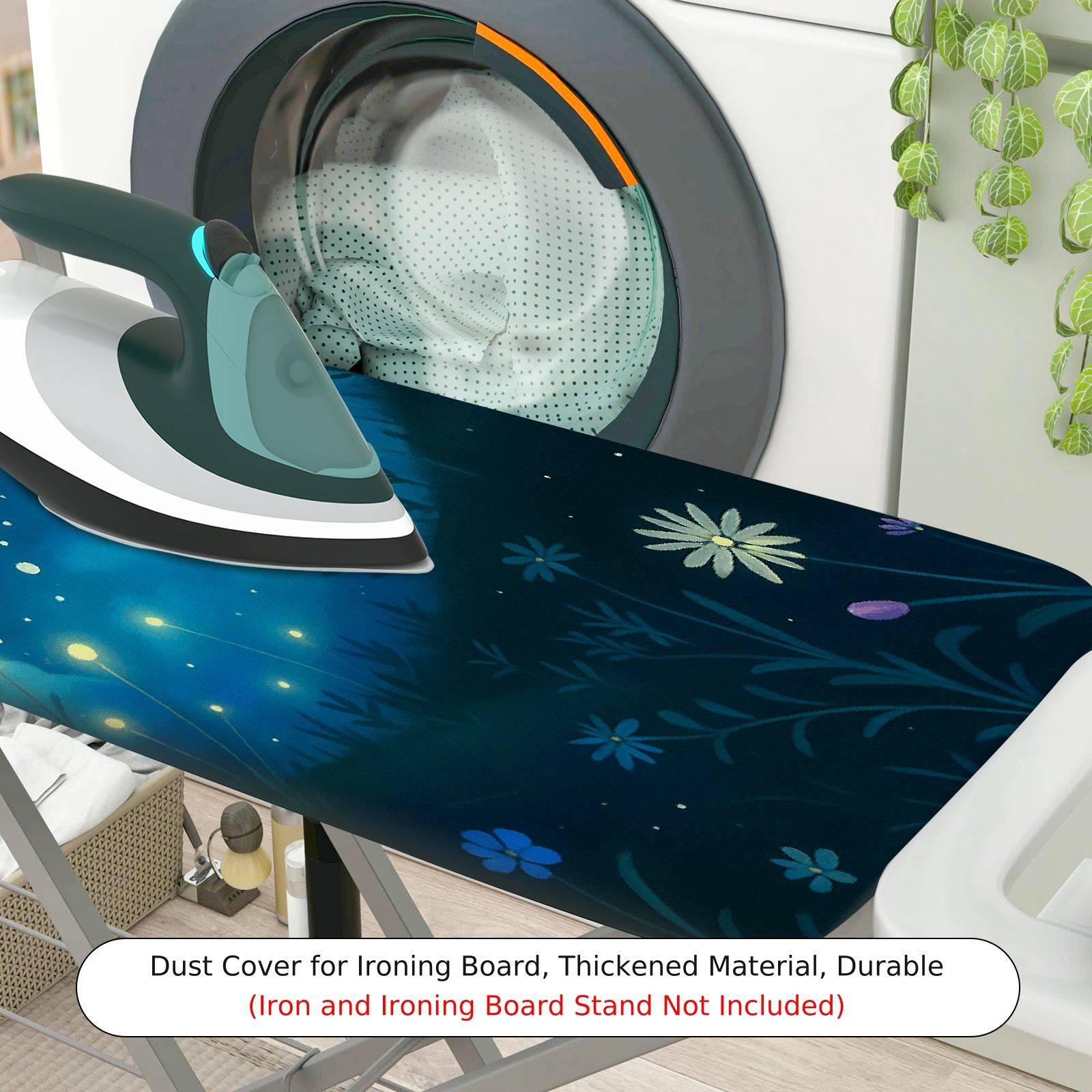 1-Piece Starry Night Moon Flower  Ironing Board Cover, Universal Size, Without Board