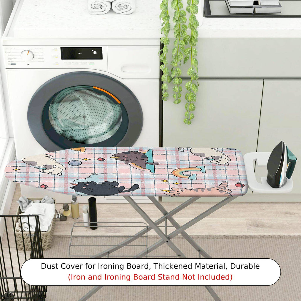 1-Piece Cat Unicorn Rainbow  Ironing Board Cover, Universal Size, Without Board