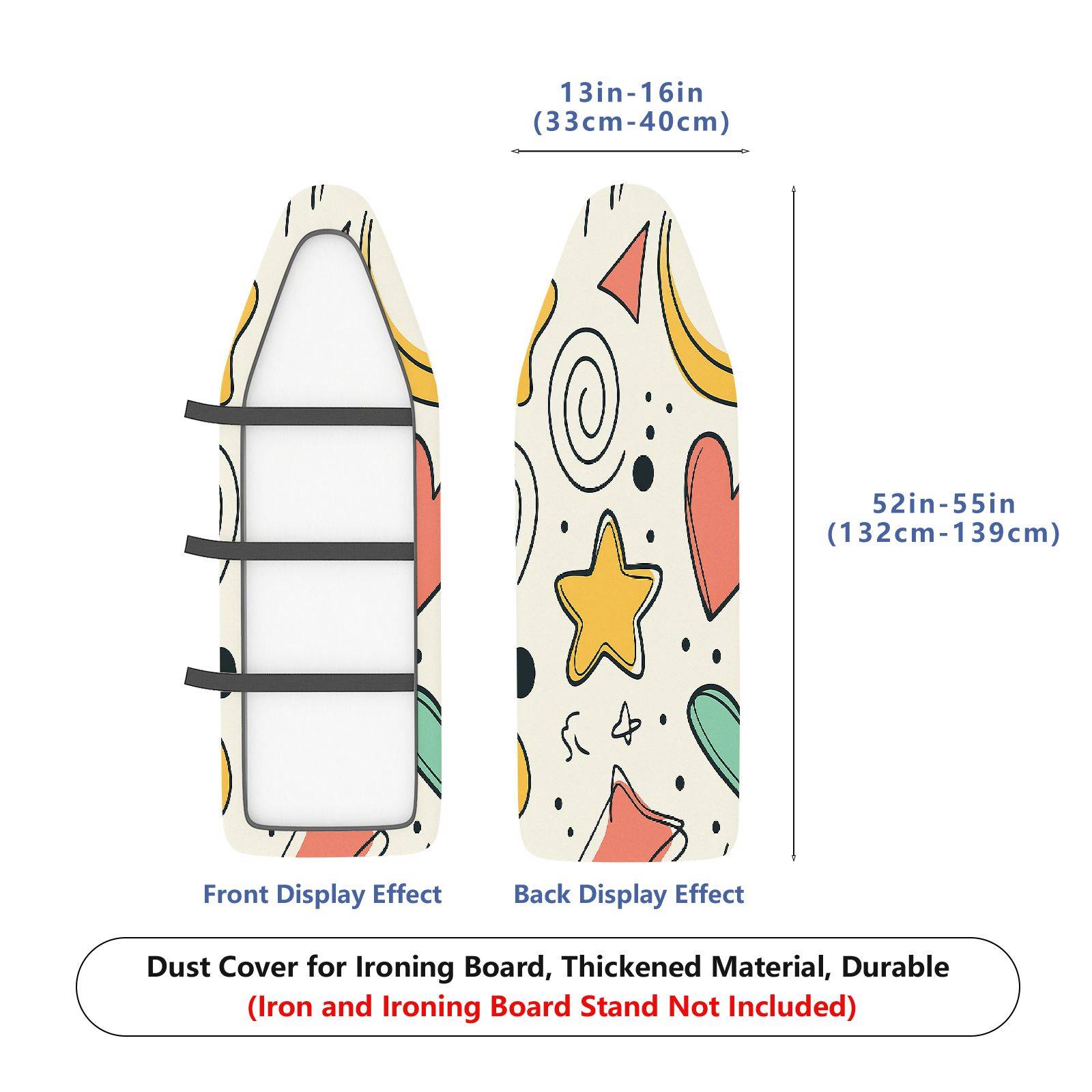 1-Piece Star Heart Swirl  Ironing Board Cover, Universal Size, Without Board