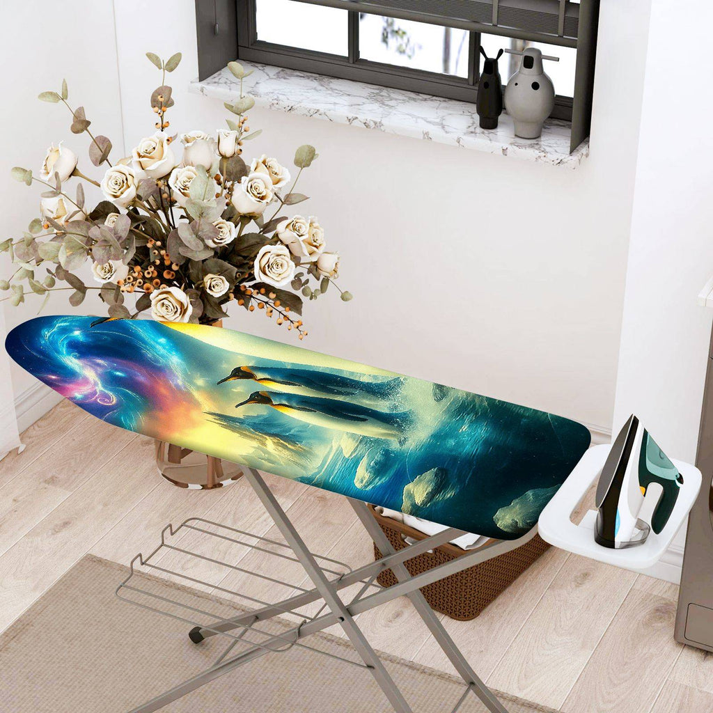 1-Piece Fantasy Penguin Aurora  Ironing Board Cover, Universal Size, Without Board