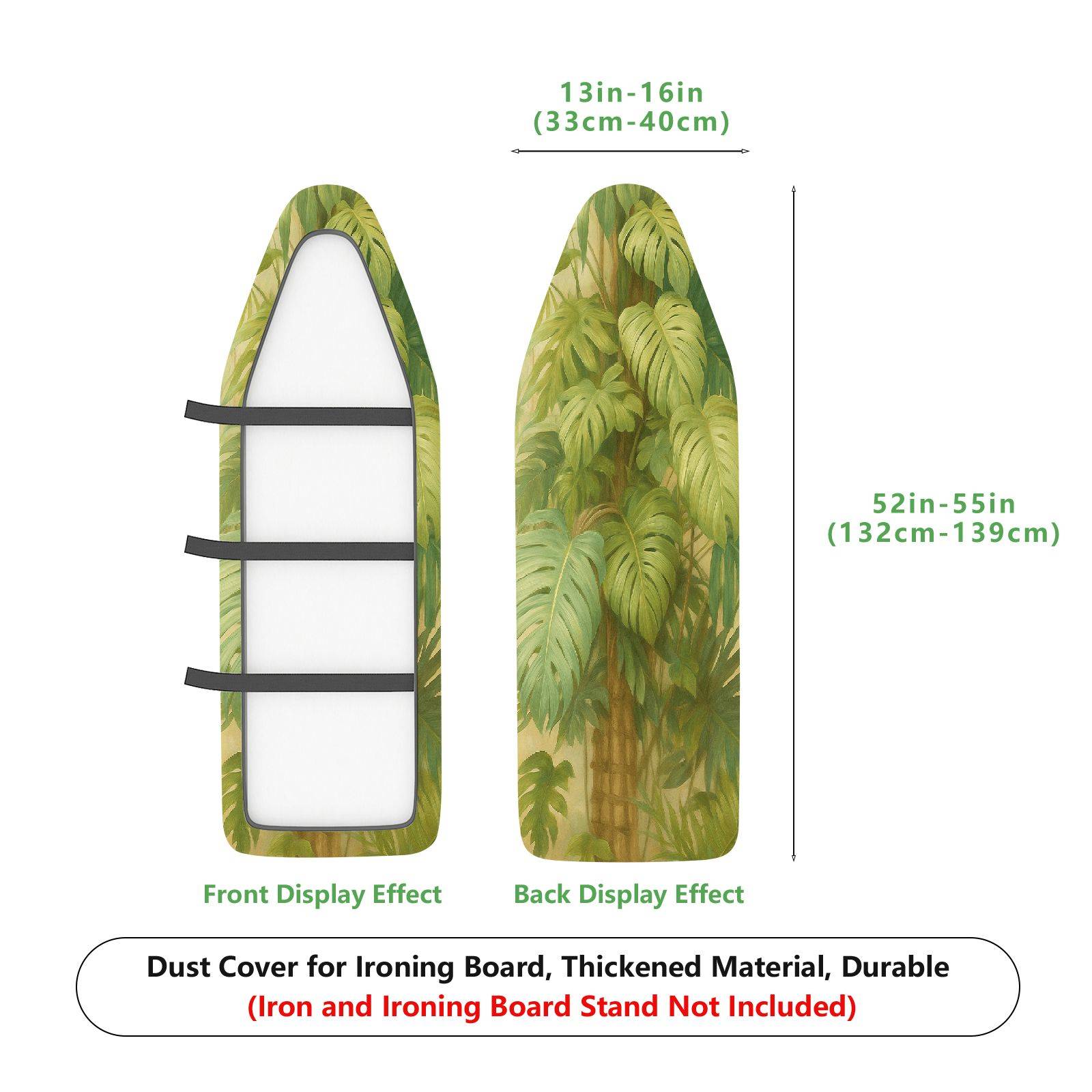 1-Piece Tropical Leaves Green Nature  Ironing Board Cover, Universal Size, Without Board