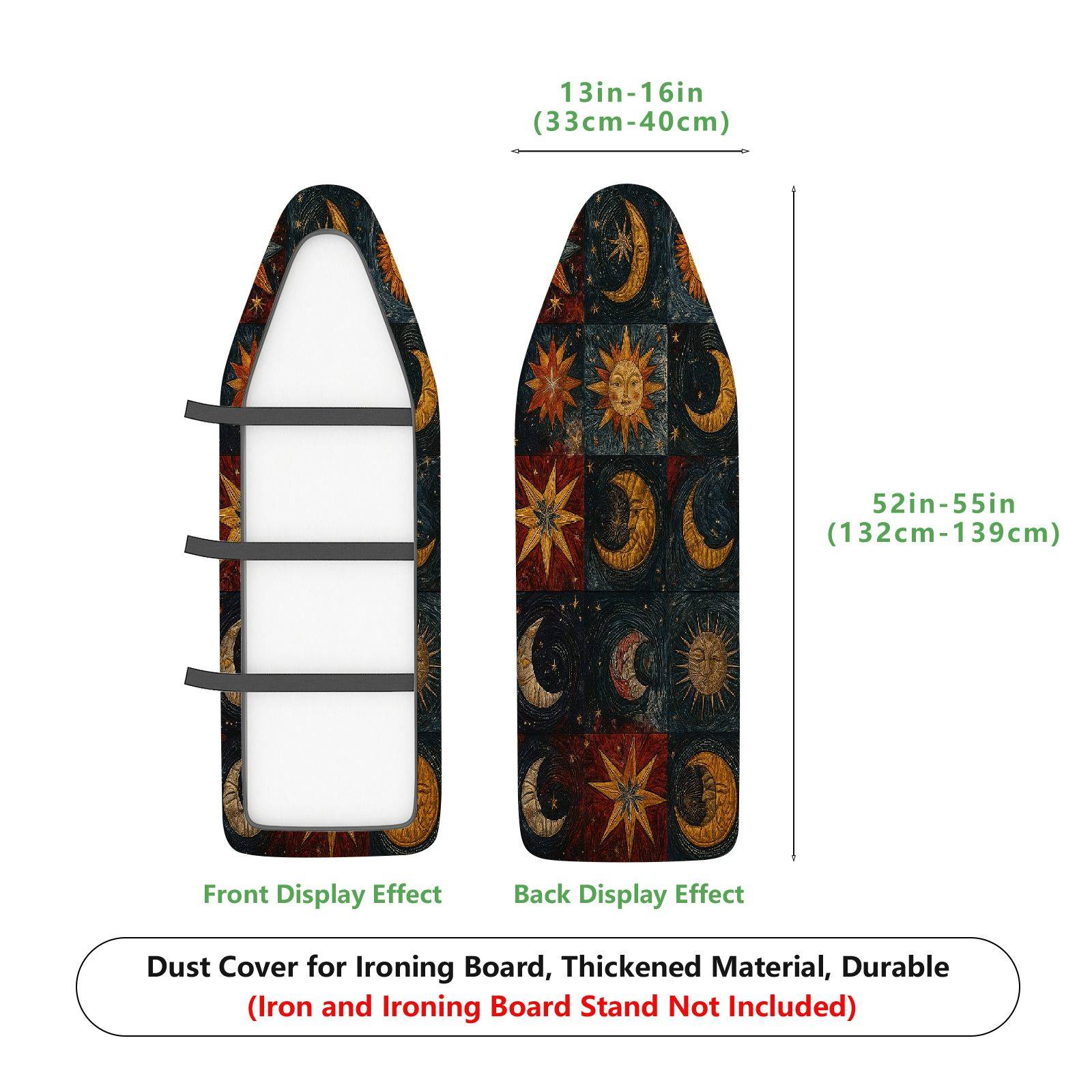 1-Piece Starry Night Moon Sun  Ironing Board Cover, Universal Size, Without Board