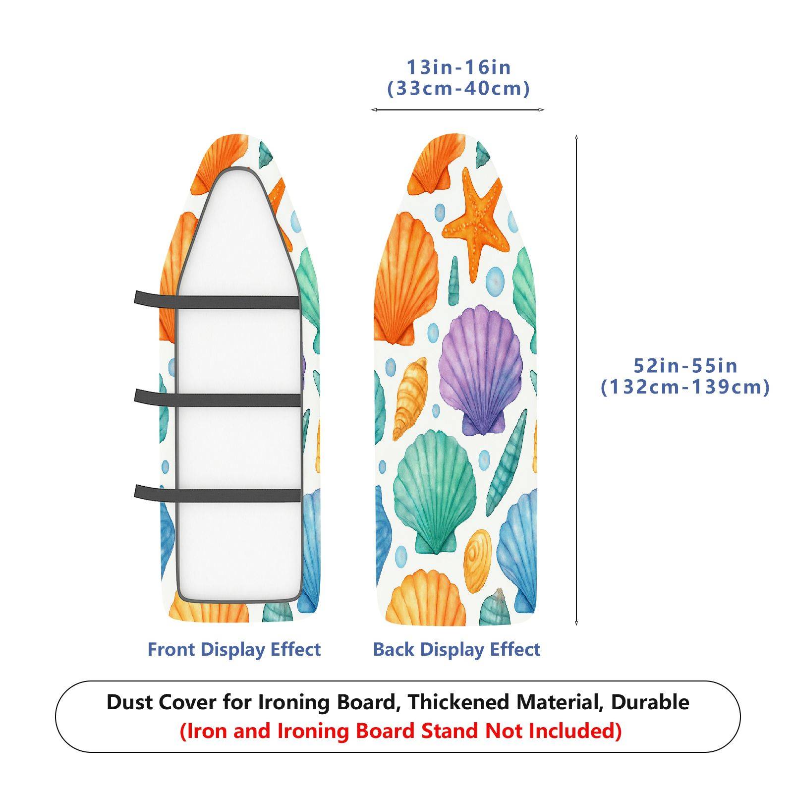 1-Piece Shell Starfish Seawater  Ironing Board Cover, Universal Size, Without Board