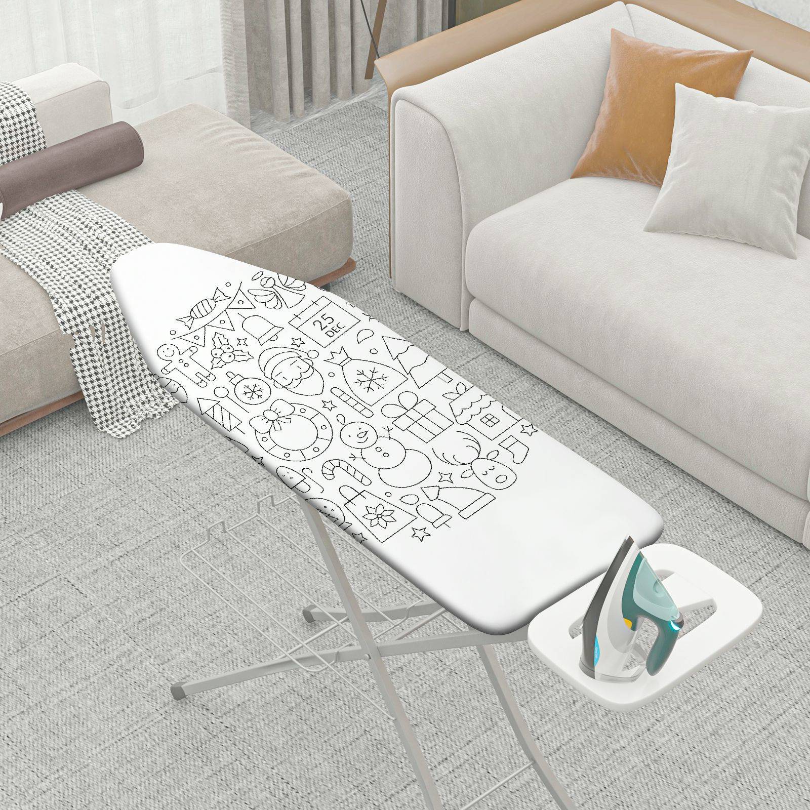 1-Piece Christmas Festive Season Santa  Ironing Board Cover, Universal Size, Without Board