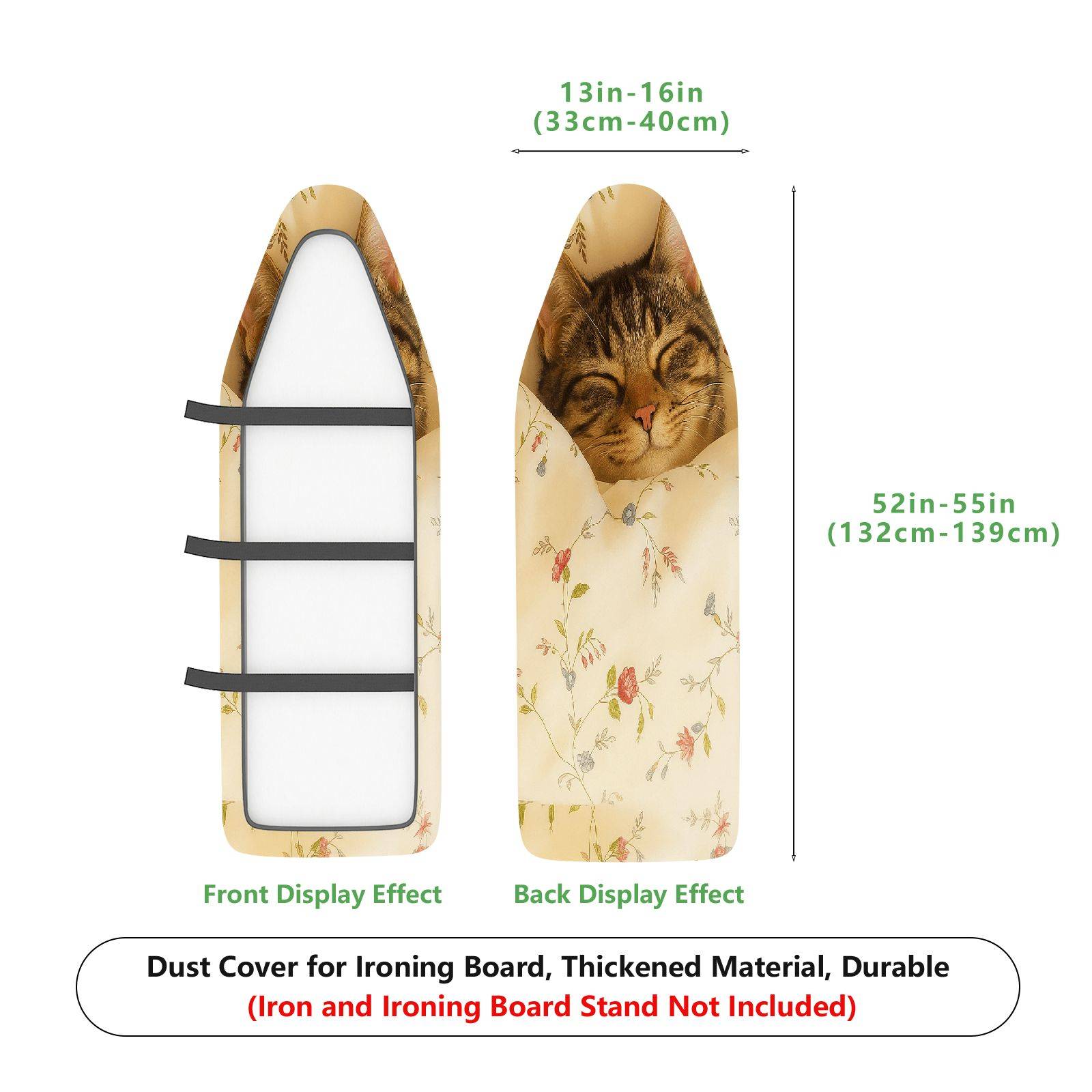 1-Piece Cat Floral Pattern Animal  Ironing Board Cover, Universal Size, Without Board
