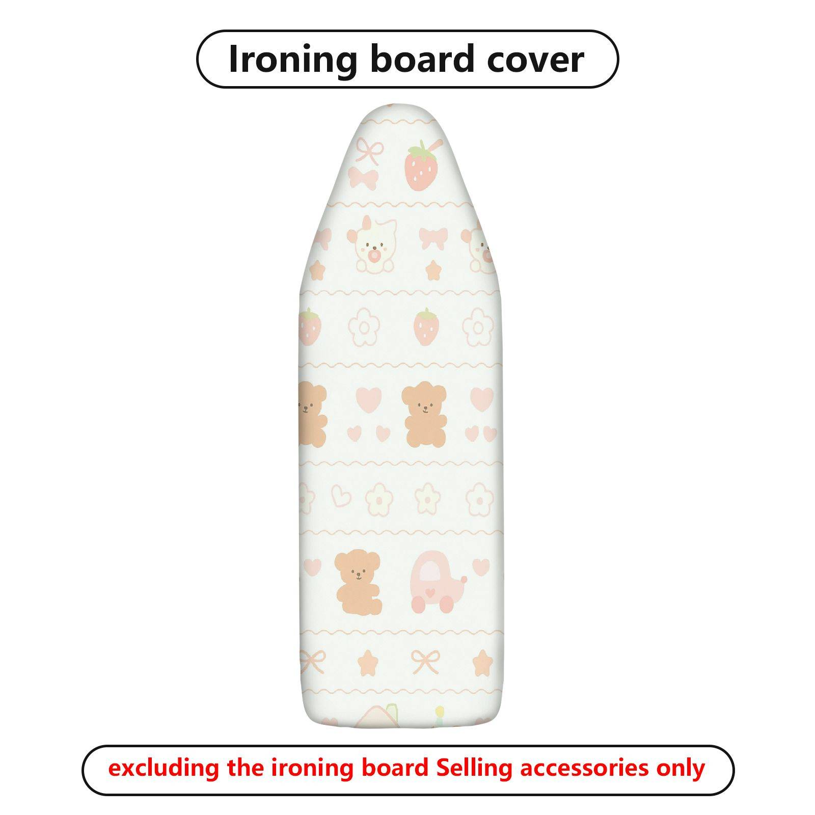 1-Piece Bear Strawberry Bow  Ironing Board Cover, Universal Size, Without Board