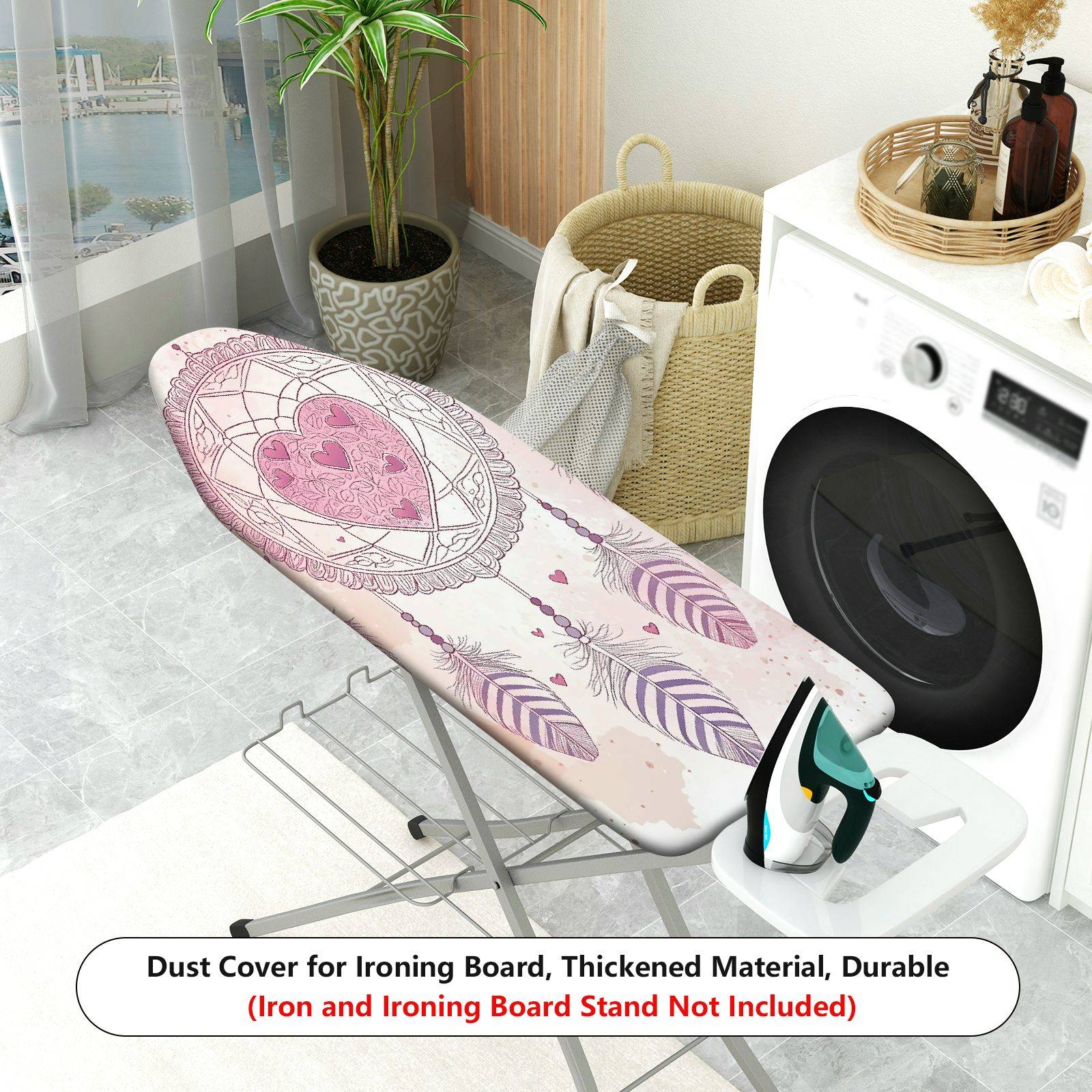 1-Piece Dreamcatcher Heart Feather  Ironing Board Cover, Universal Size, Without Board