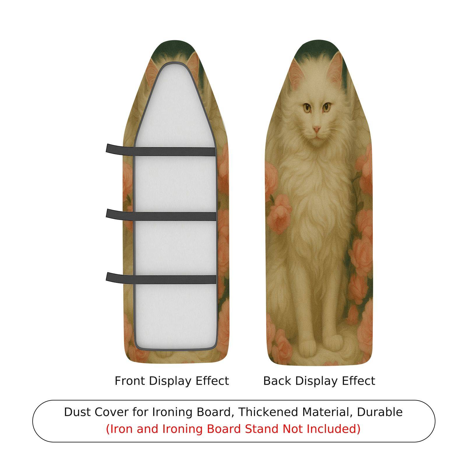 1-Piece Cat Floral Art  Ironing Board Cover, Universal Size, Without Board