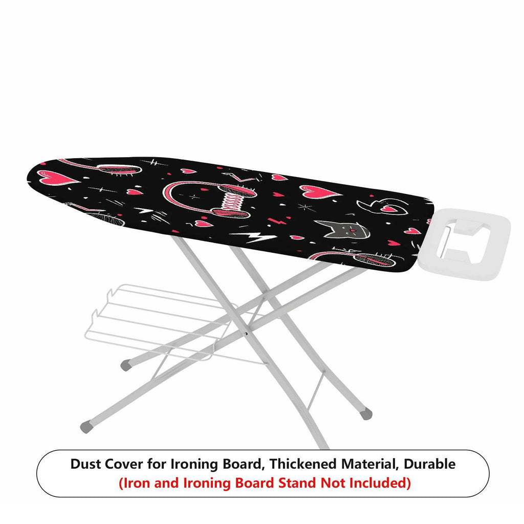1-Piece Cat Headphones Hearts  Ironing Board Cover, Universal Size, Without Board