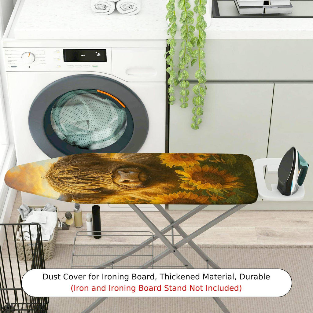 1-Piece Highland Cattle Sunflowers Rural  Ironing Board Cover, Universal Size, Without Board