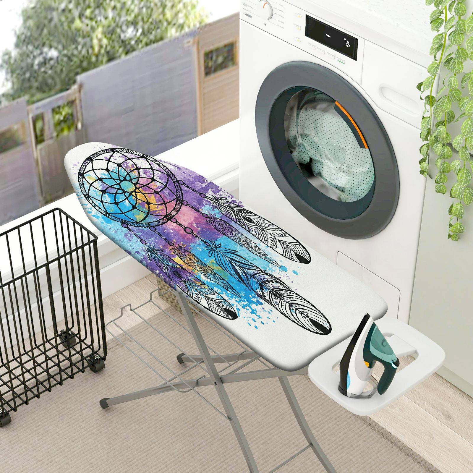 1-Piece Dreamcatcher Colorful Feather Pattern  Ironing Board Cover, Universal Size, Without Board