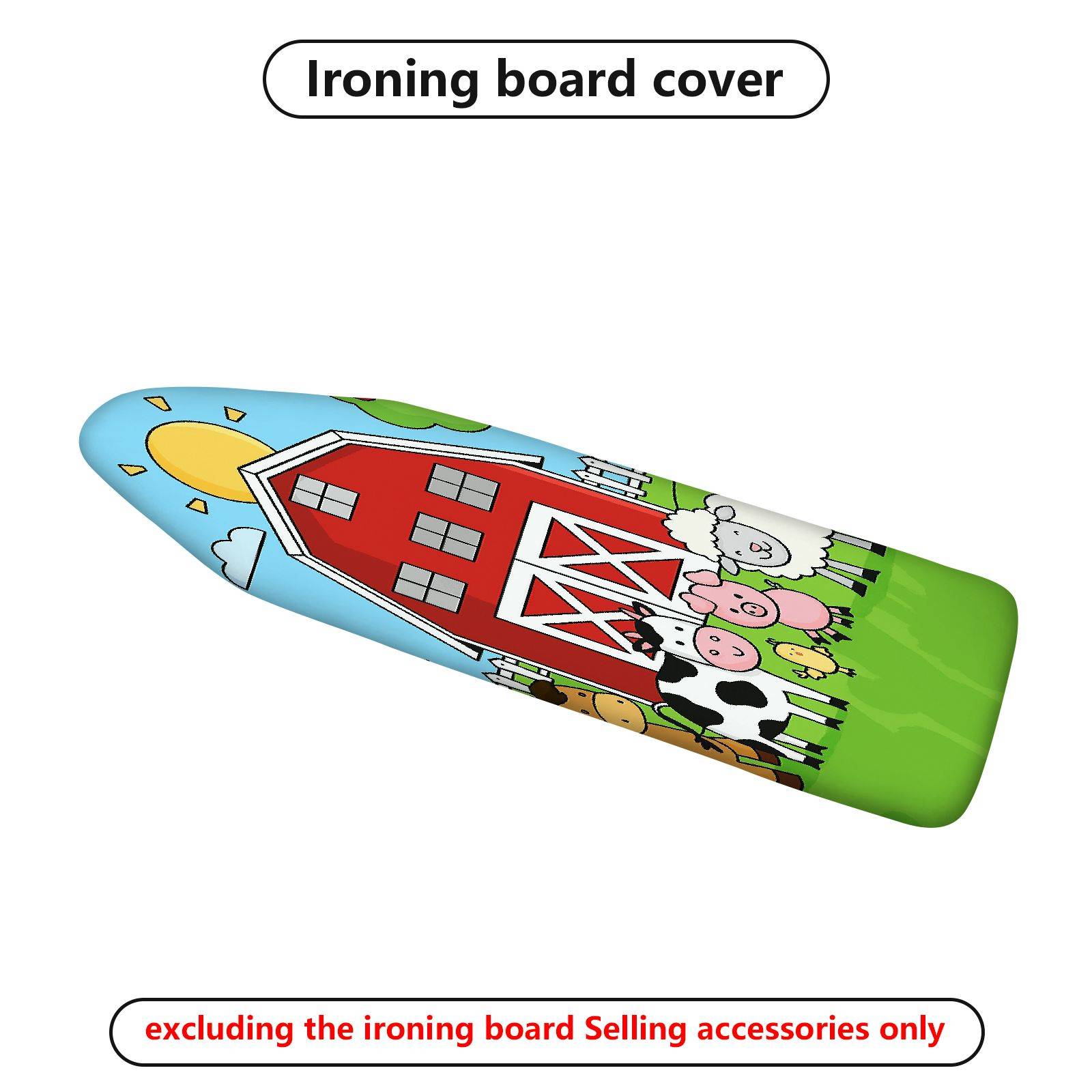 1-Piece Colorful Barn Animal Farm  Ironing Board Cover, Universal Size, Without Board