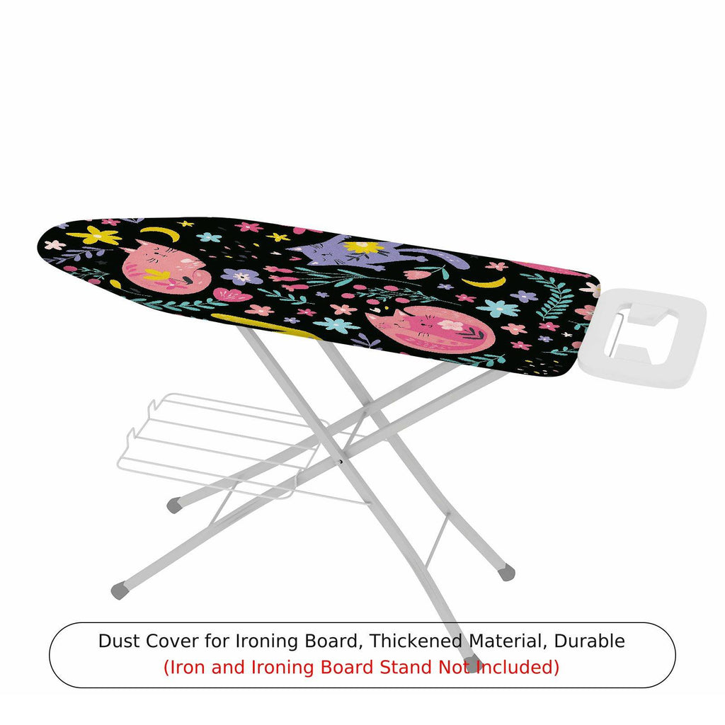 1-Piece Cat Floral Night  Ironing Board Cover, Universal Size, Without Board