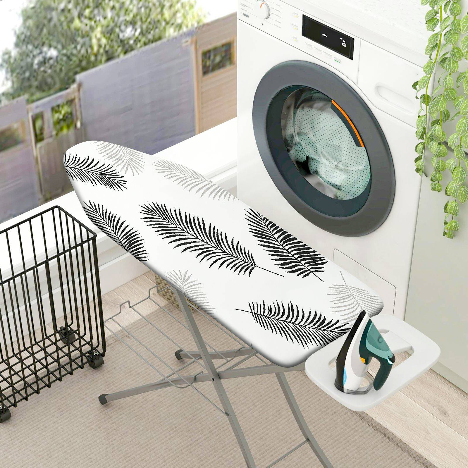 1-Piece Tropical Leaf Minimalist Natural  Ironing Board Cover, Universal Size, Without Board