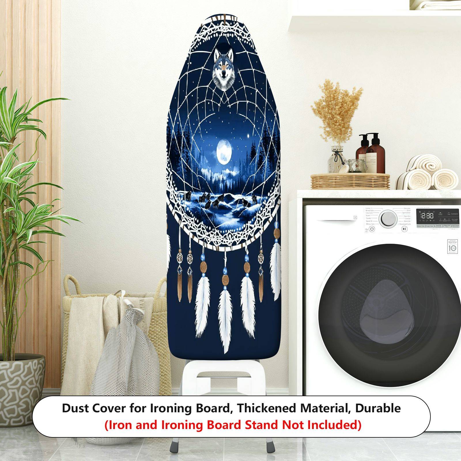 1-Piece Dreamcatcher Wolf Moonlight  Ironing Board Cover, Universal Size, Without Board