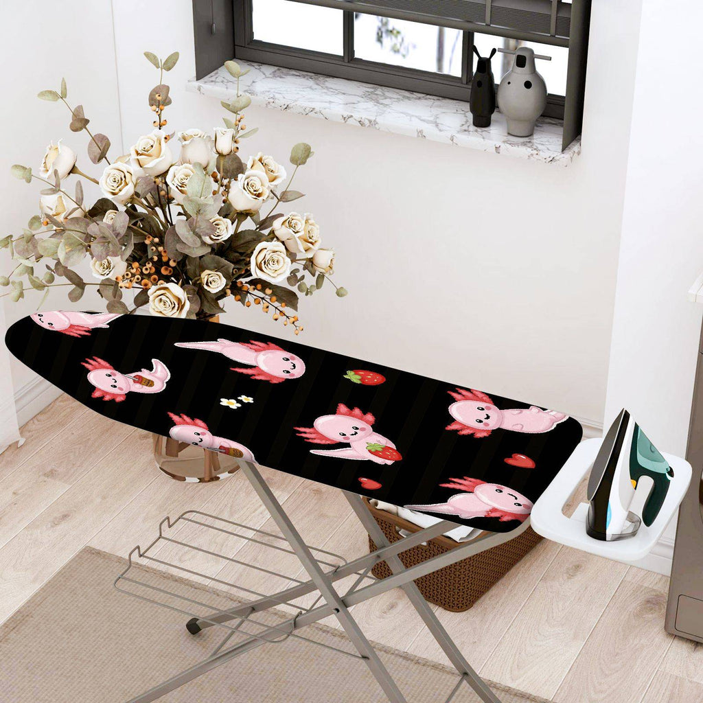 1-Piece Cute Axolotl Strawberry Floral  Ironing Board Cover, Universal Size, Without Board