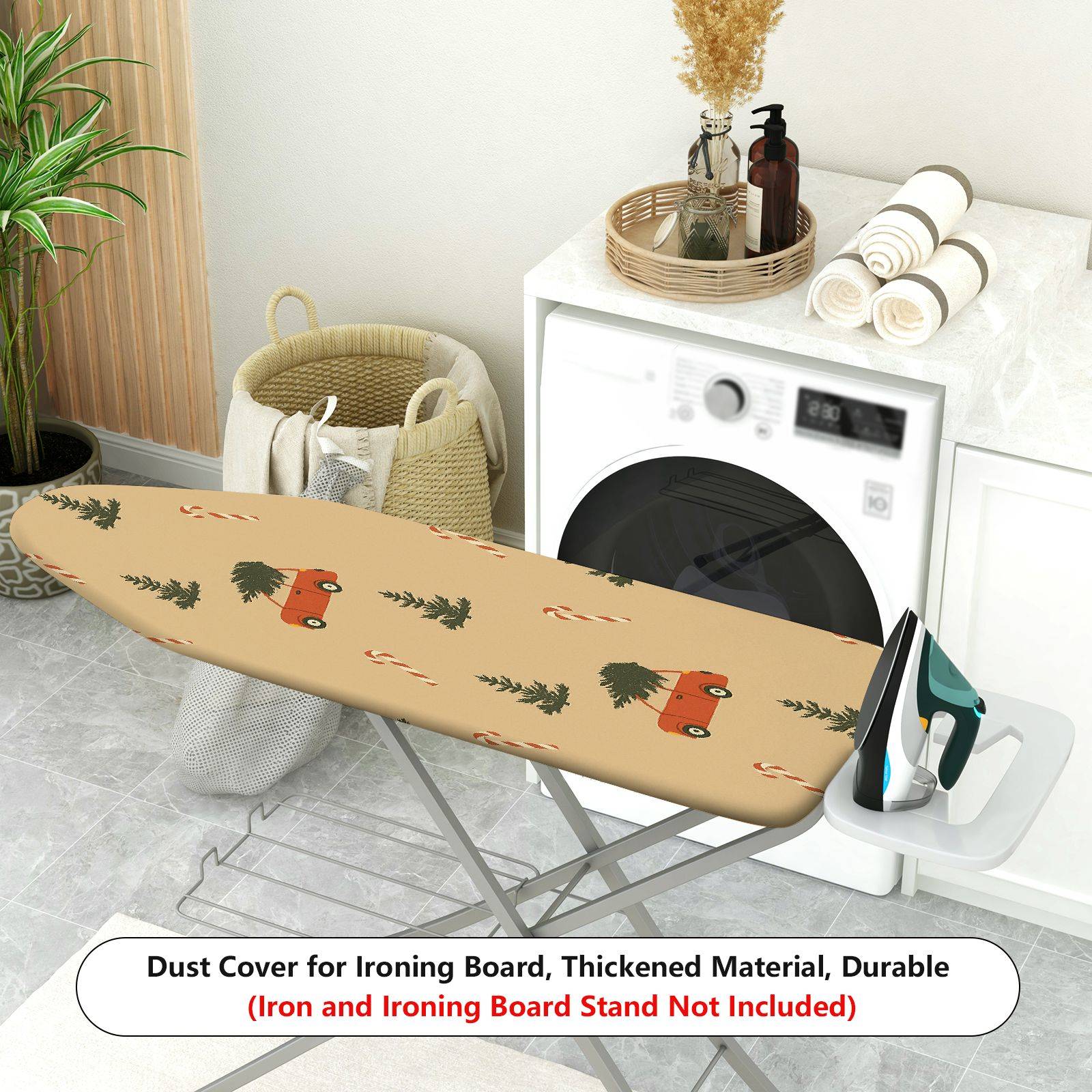 1-Piece Christmas Tree Candy Cane Car  Ironing Board Cover, Universal Size, Without Board