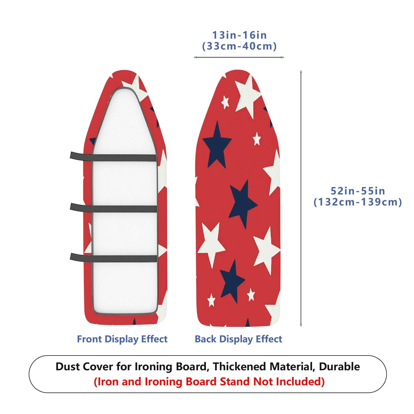 1-Piece Red White Star Pattern American Flag Patriotic  Ironing Board Cover, Universal Size, Without Board