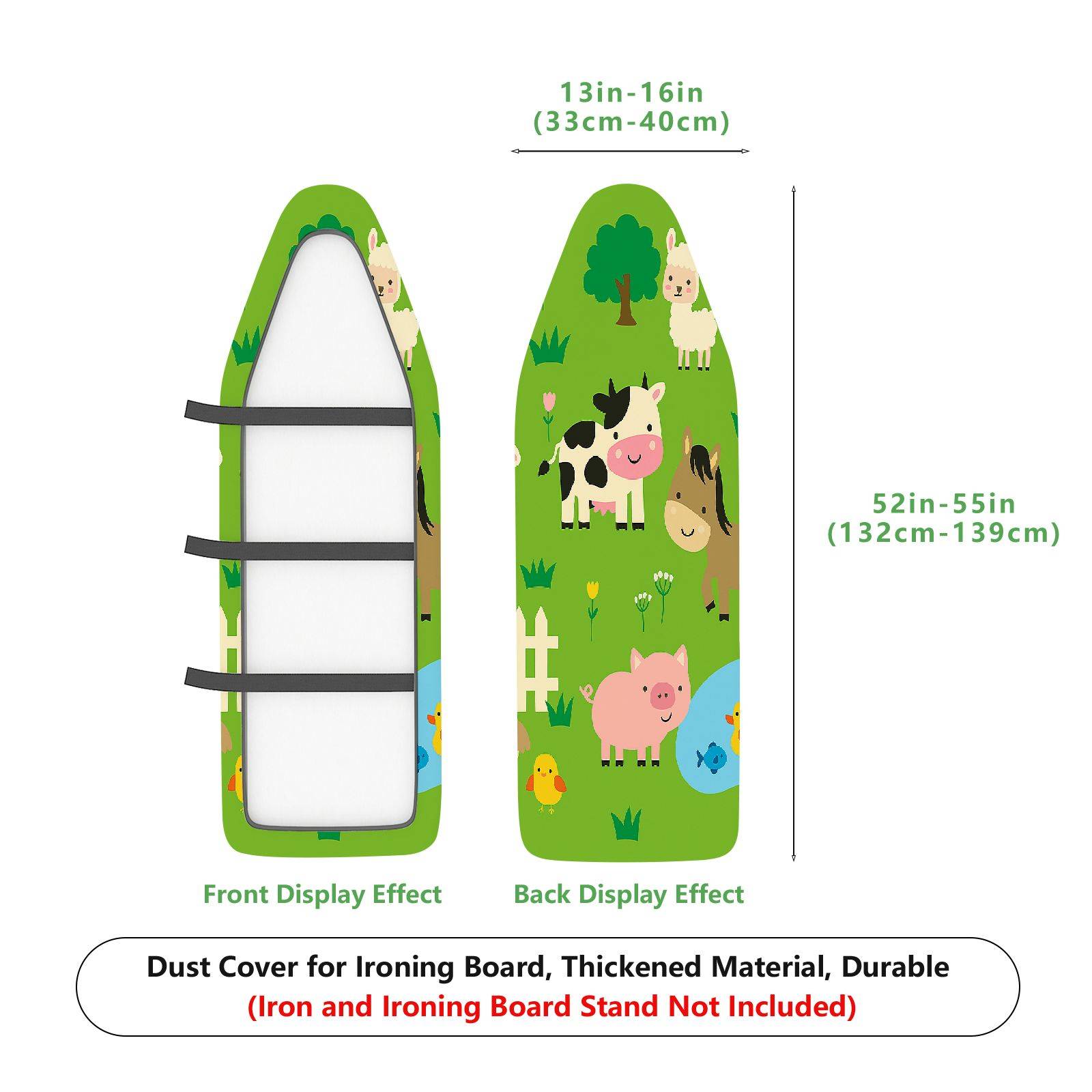 1-Piece Animal Farm Green  Ironing Board Cover, Universal Size, Without Board