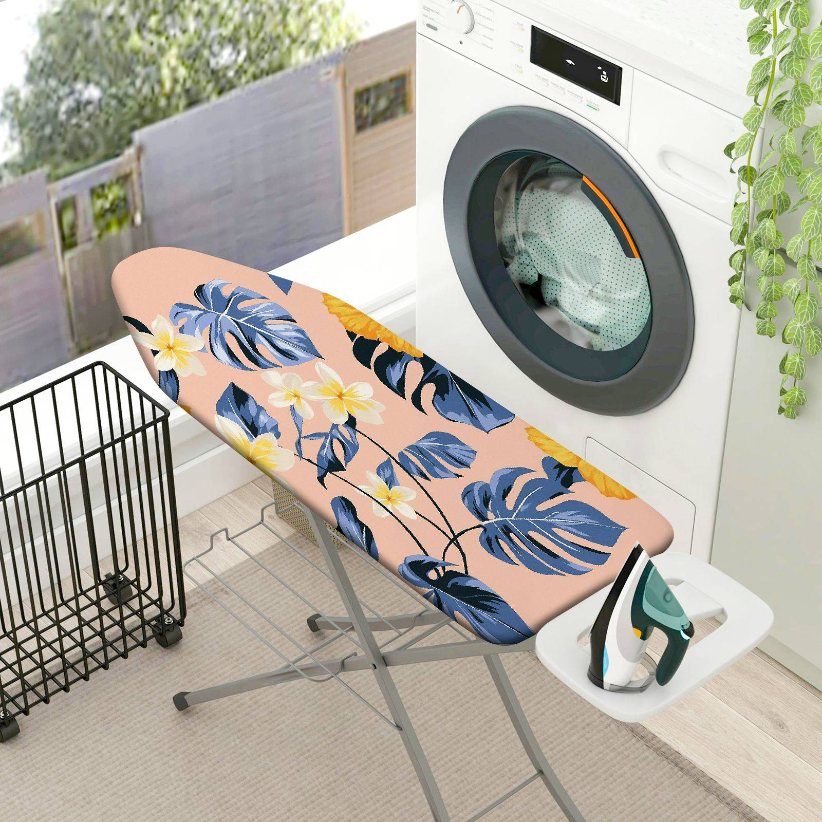 1-Piece Floral Tropical Leaves Yellow  Ironing Board Cover, Universal Size, Without Board