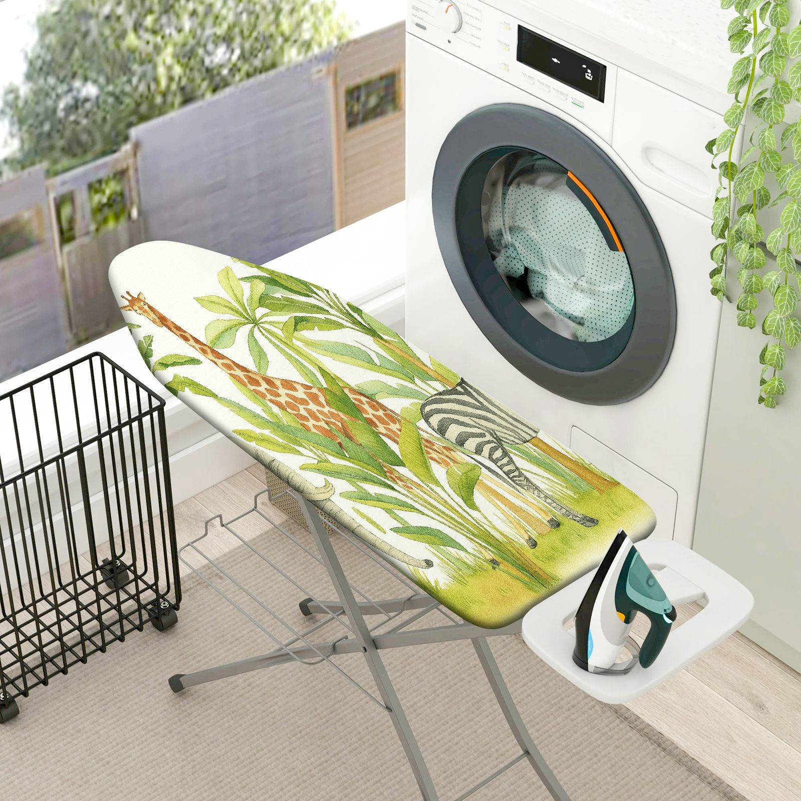 1-Piece Jungle Animal Zebra Giraffe  Ironing Board Cover, Universal Size, Without Board