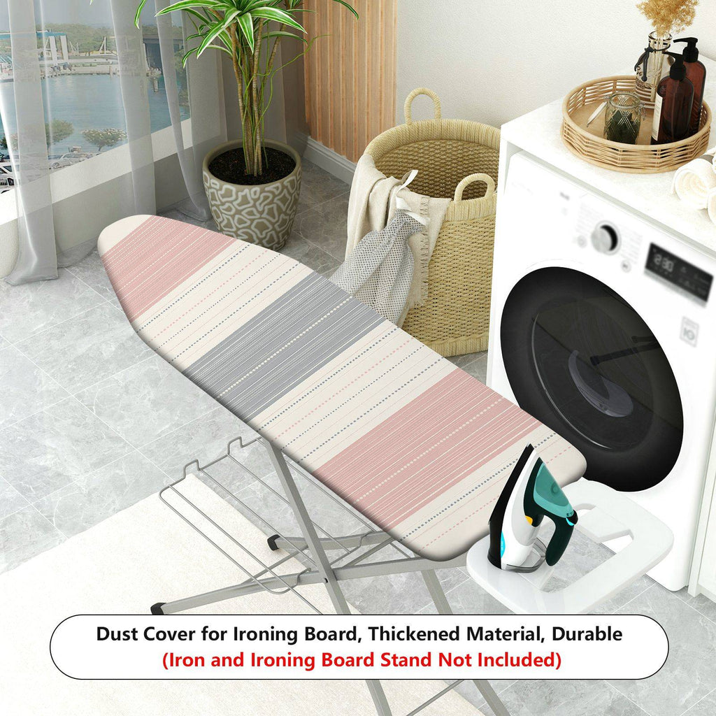 1-Piece Striped Pink Grey White  Ironing Board Cover, Universal Size, Without Board