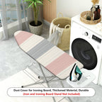 1-Piece Striped Pink Grey White  Ironing Board Cover, Universal Size, Without Board