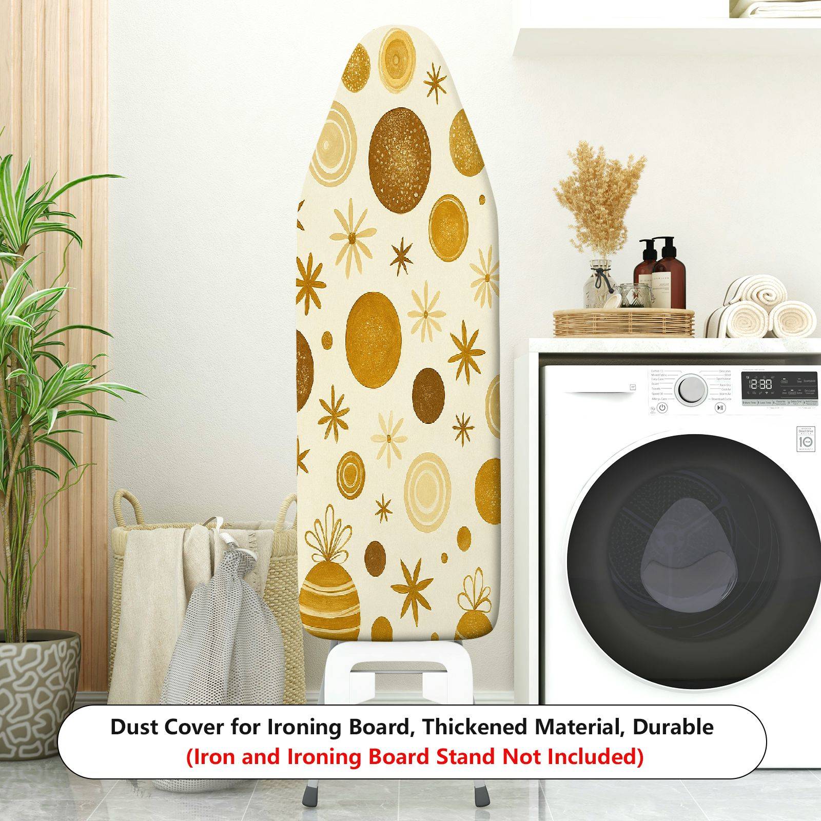 1-Piece Golden Circle Star Ornament Pattern  Ironing Board Cover, Universal Size, Without Board