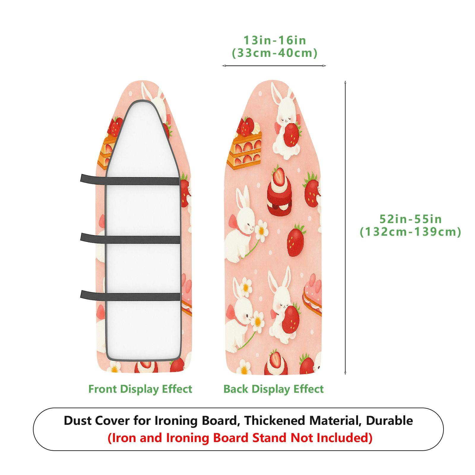 1-Piece Rabbit Strawberry Cake  Ironing Board Cover, Universal Size, Without Board