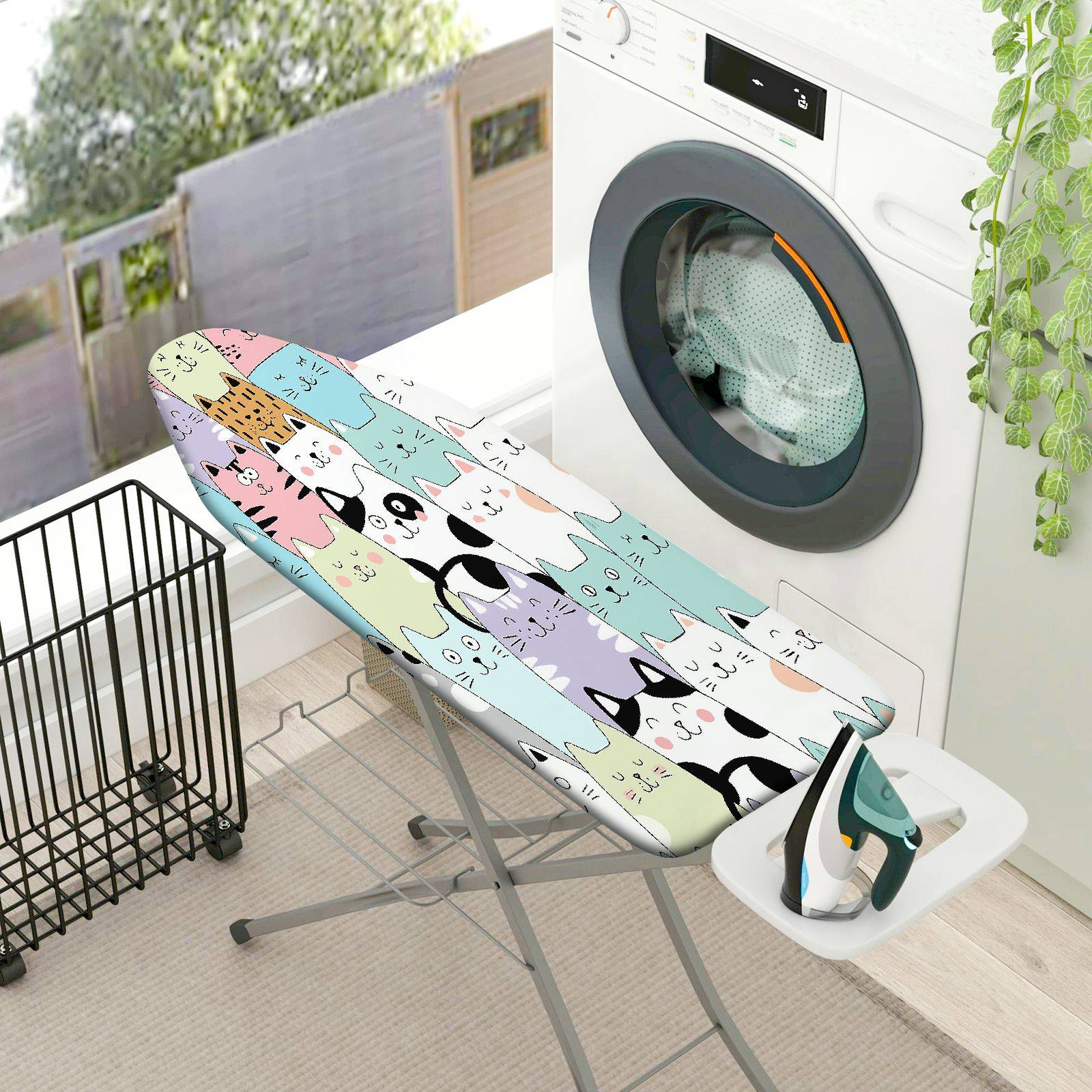 1-Piece Cute Cat Pattern Multicolor Fun  Ironing Board Cover, Universal Size, Without Board