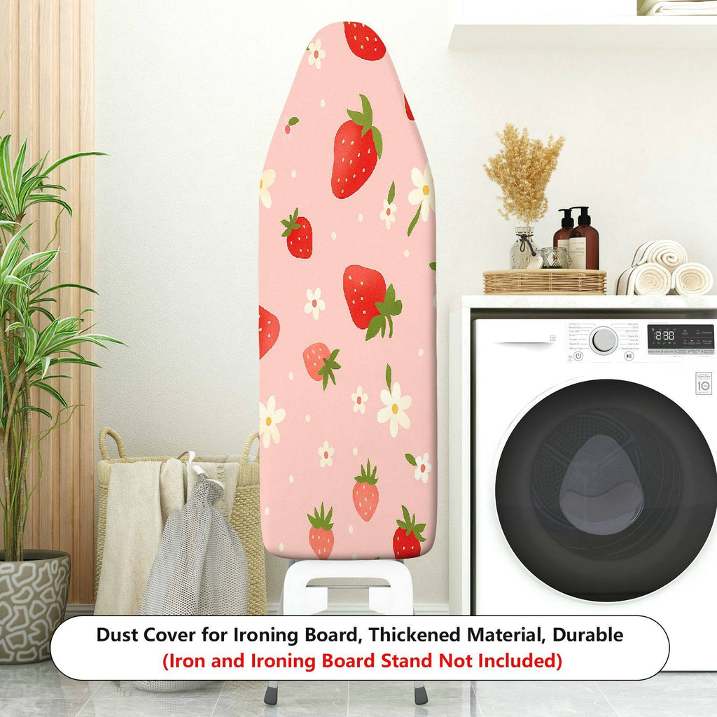 1-Piece Strawberry Floral Pattern Pink  Ironing Board Cover, Universal Size, Without Board