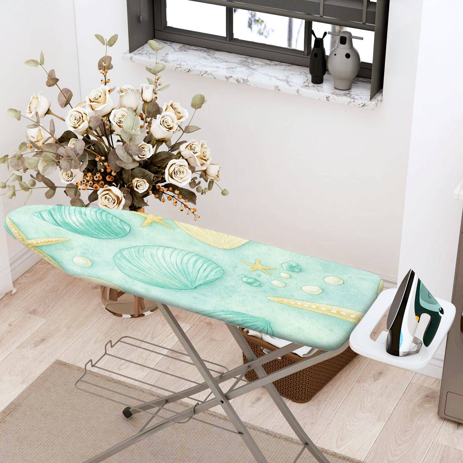 1-Piece Ocean Starfish Shell  Ironing Board Cover, Universal Size, Without Board