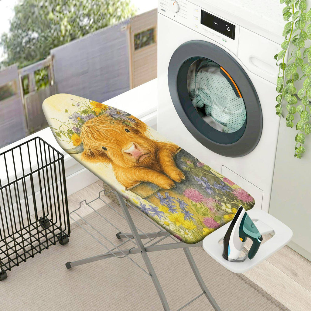 1-Piece Cow Floral Animal  Ironing Board Cover, Universal Size, Without Board