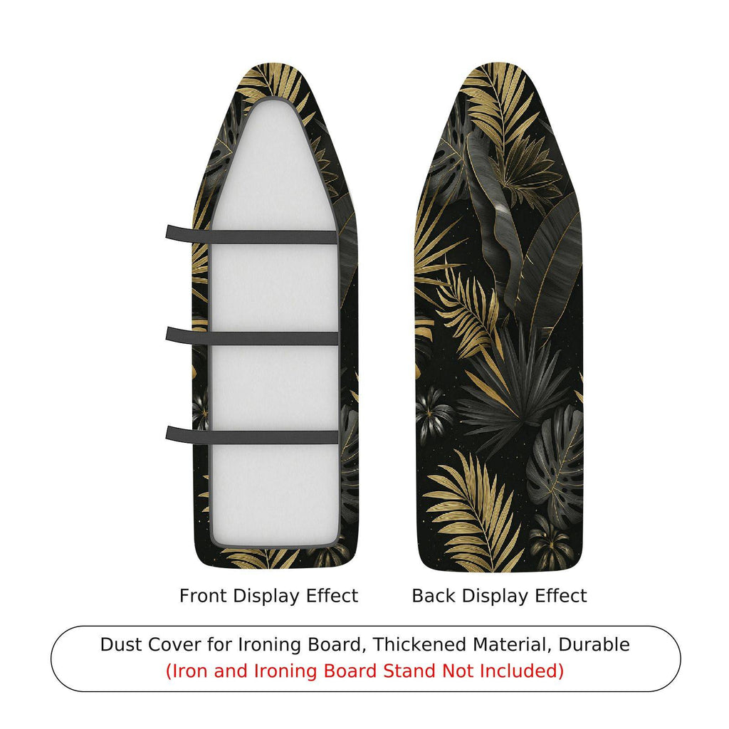 1-Piece Tropical Leaves Black Gold  Ironing Board Cover, Universal Size, Without Board