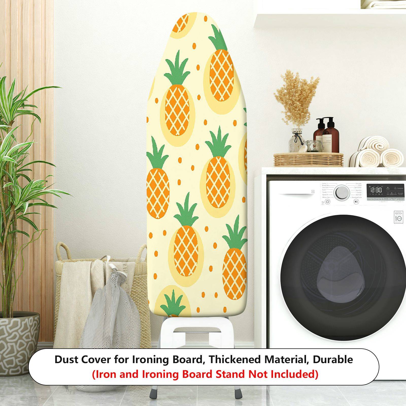 1-Piece Pineapple Pattern Fresh Yellow Tropical  Ironing Board Cover, Universal Size, Without Board