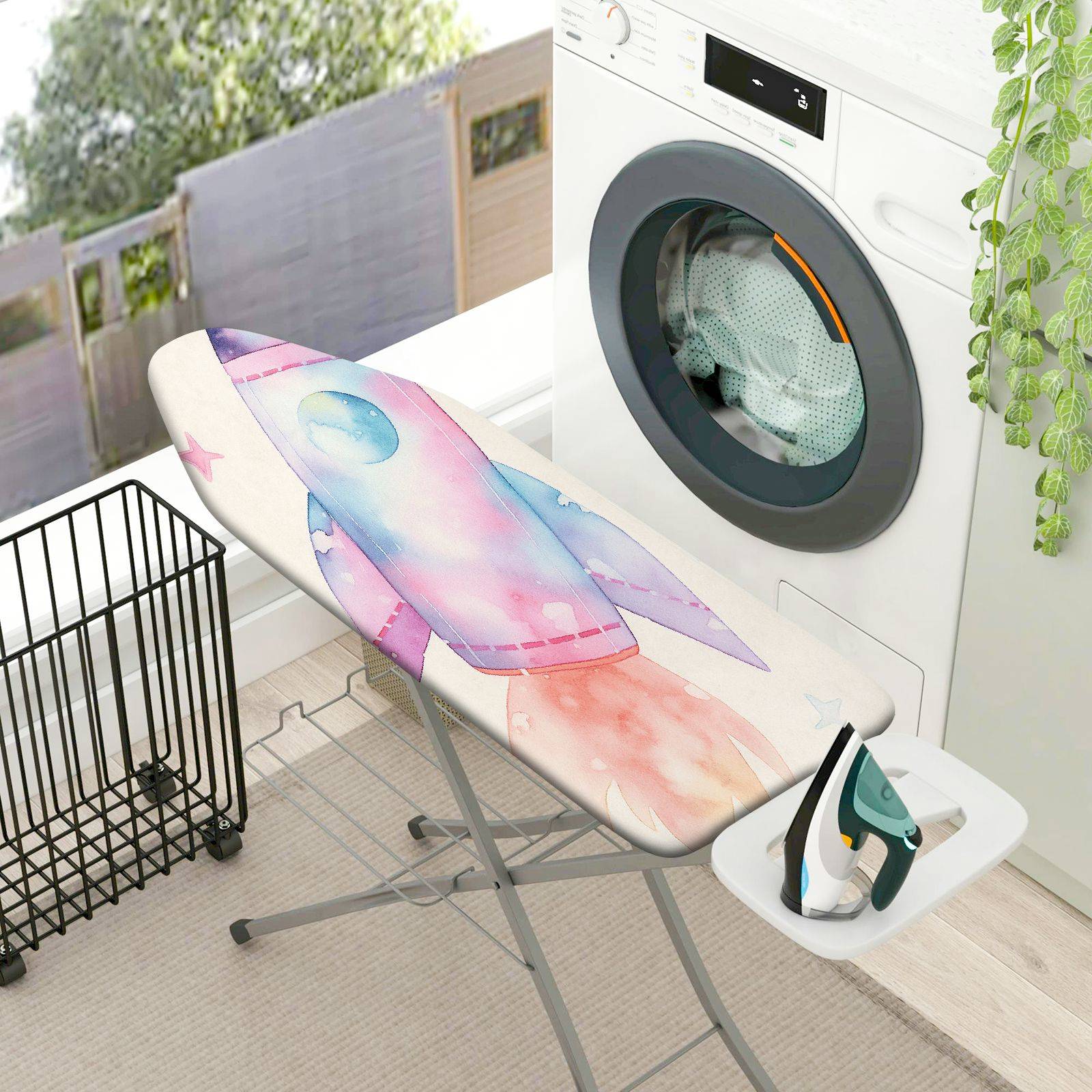 1-Piece Rocket Space Stars  Ironing Board Cover, Universal Size, Without Board