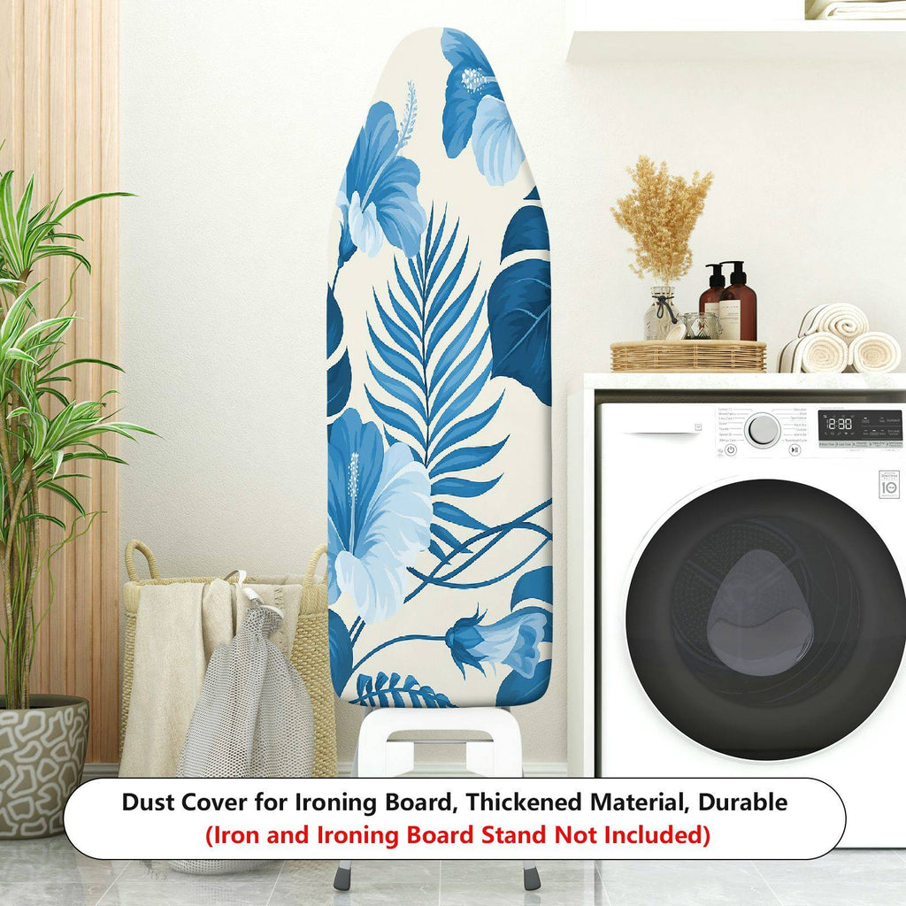 1-Piece Tropical Feathers Floral Blue Design  Ironing Board Cover, Universal Size, Without Board