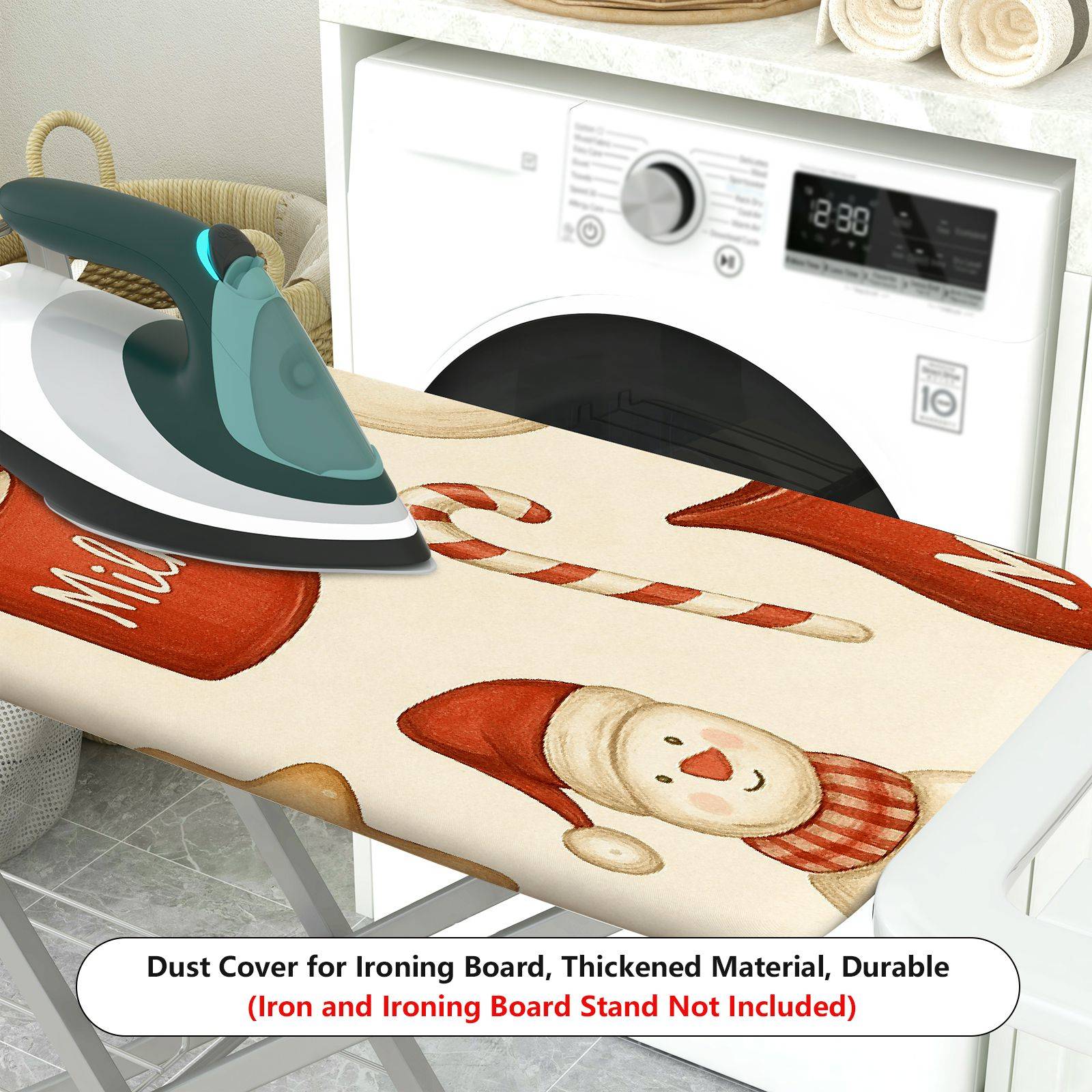1-Piece Christmas Snowman Milk Cookies  Ironing Board Cover, Universal Size, Without Board