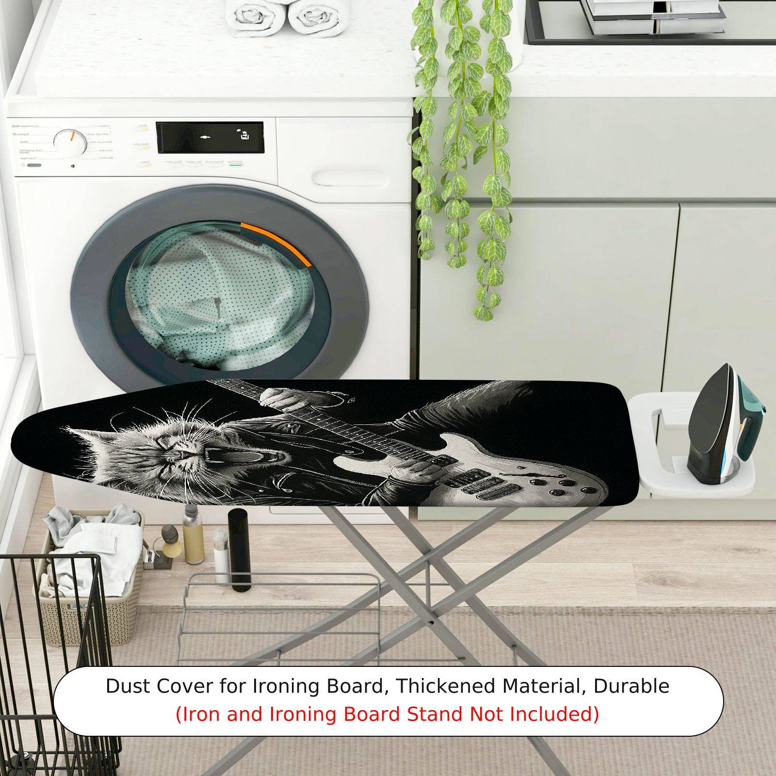 1-Piece Cat Guitar Rock  Ironing Board Cover, Universal Size, Without Board