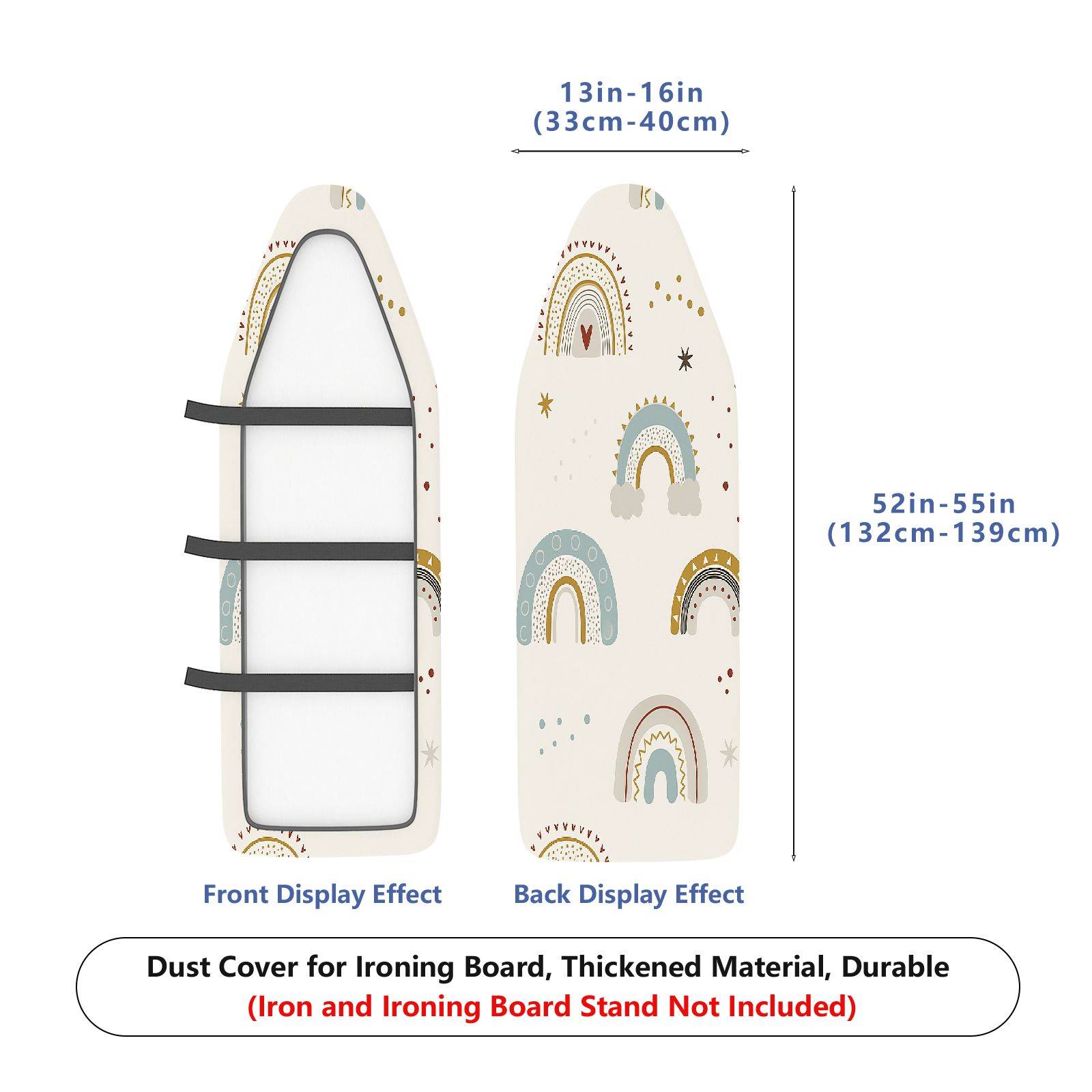 1-Piece rainbow colorful stars clouds  Ironing Board Cover, Universal Size, Without Board