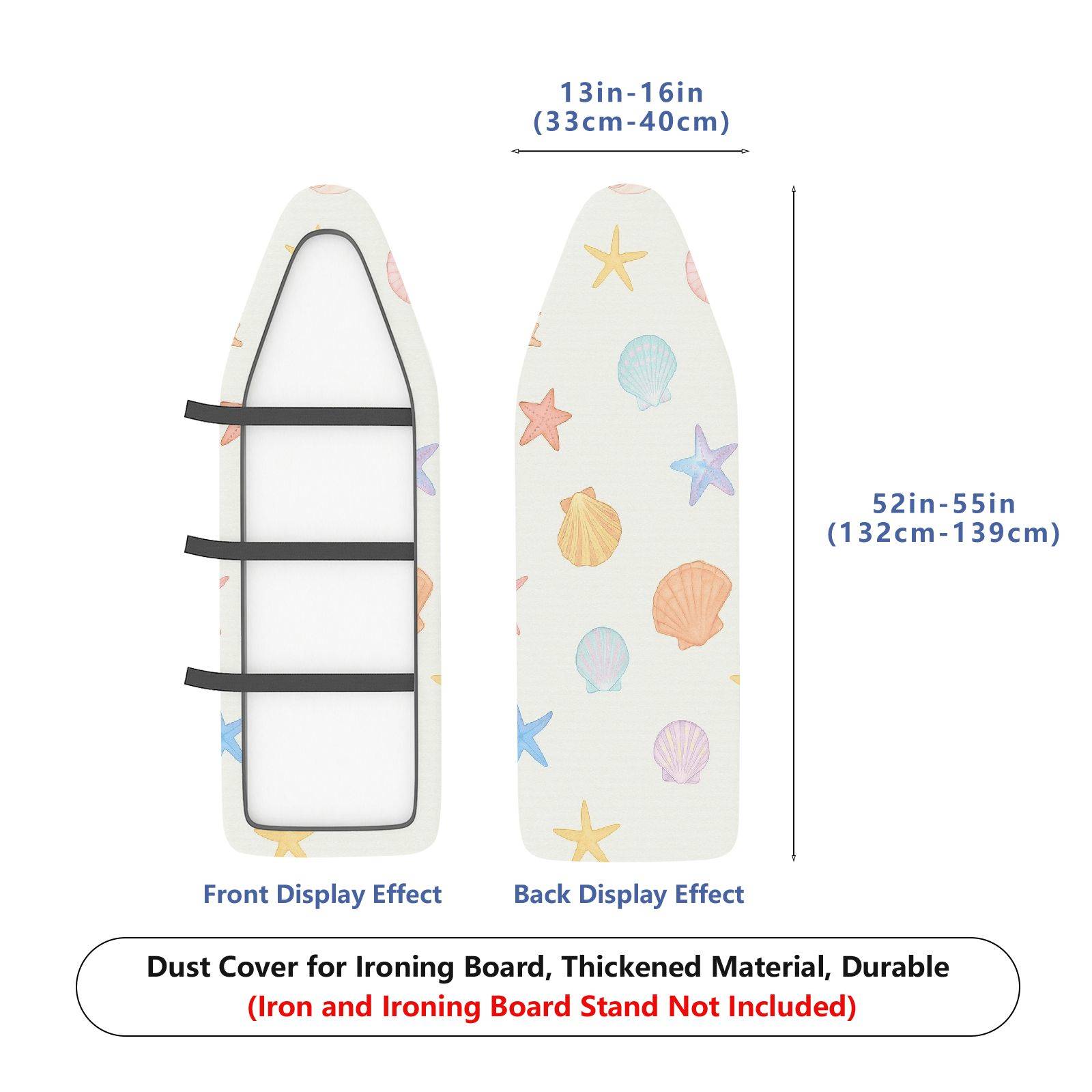 1-Piece Beach Sea Shell Starfish  Ironing Board Cover, Universal Size, Without Board