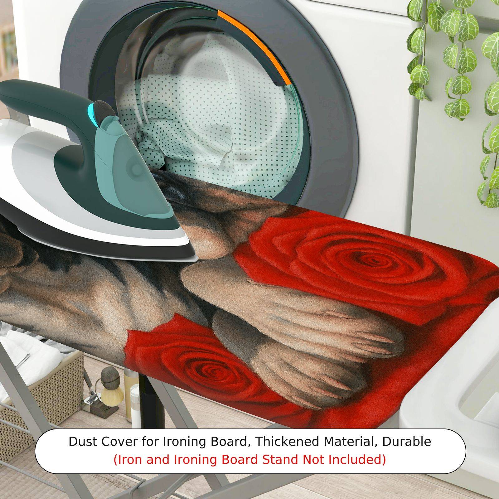 1-Piece Dog Rose Art  Ironing Board Cover, Universal Size, Without Board