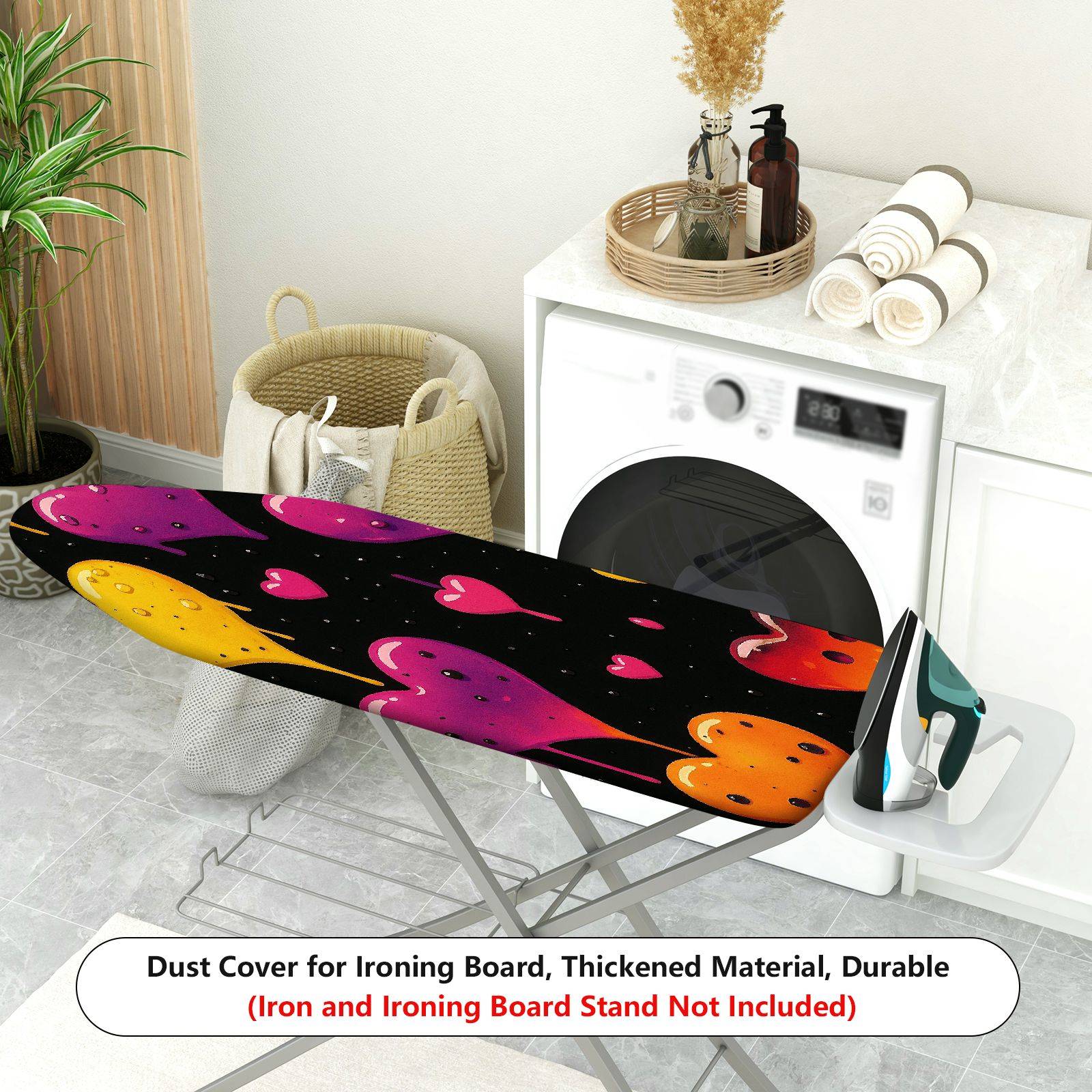 1-Piece Heart Pattern Dripping Colorful Stars  Ironing Board Cover, Universal Size, Without Board