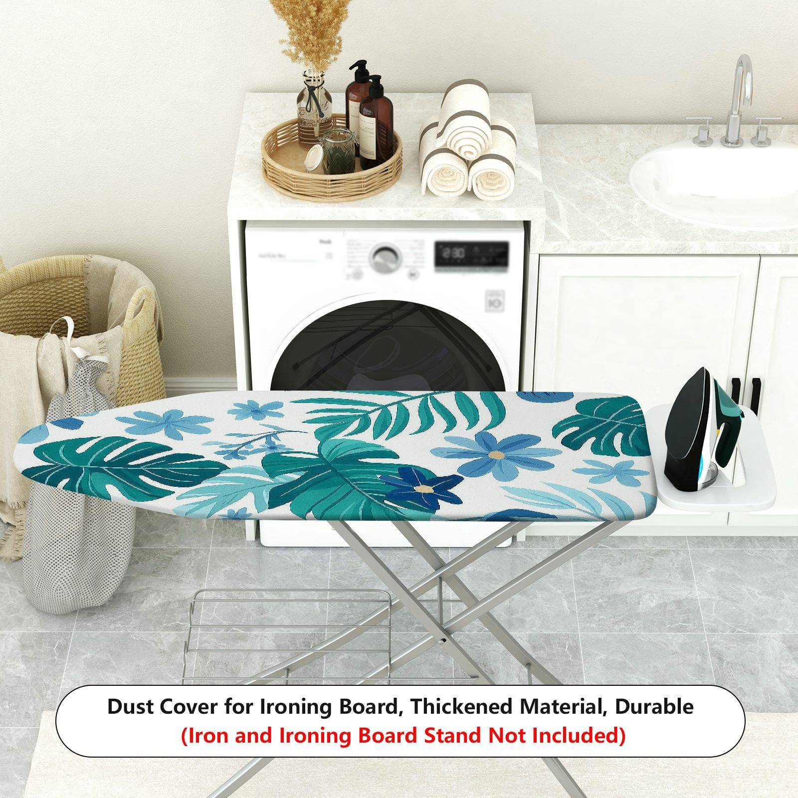1-Piece Tropical Floral Leaf Design  Ironing Board Cover, Universal Size, Without Board