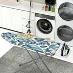 1-Piece Blue Leaf Pattern Nature Tropical  Ironing Board Cover, Universal Size, Without Board