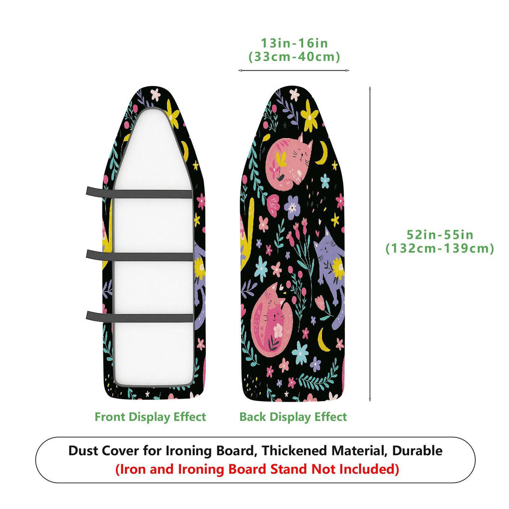 1-Piece Cat Floral Night  Ironing Board Cover, Universal Size, Without Board